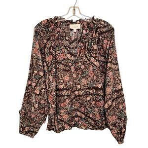 Cleobella Floral Print Long Sleeve Blouse Boho Romantic Top Medium LS